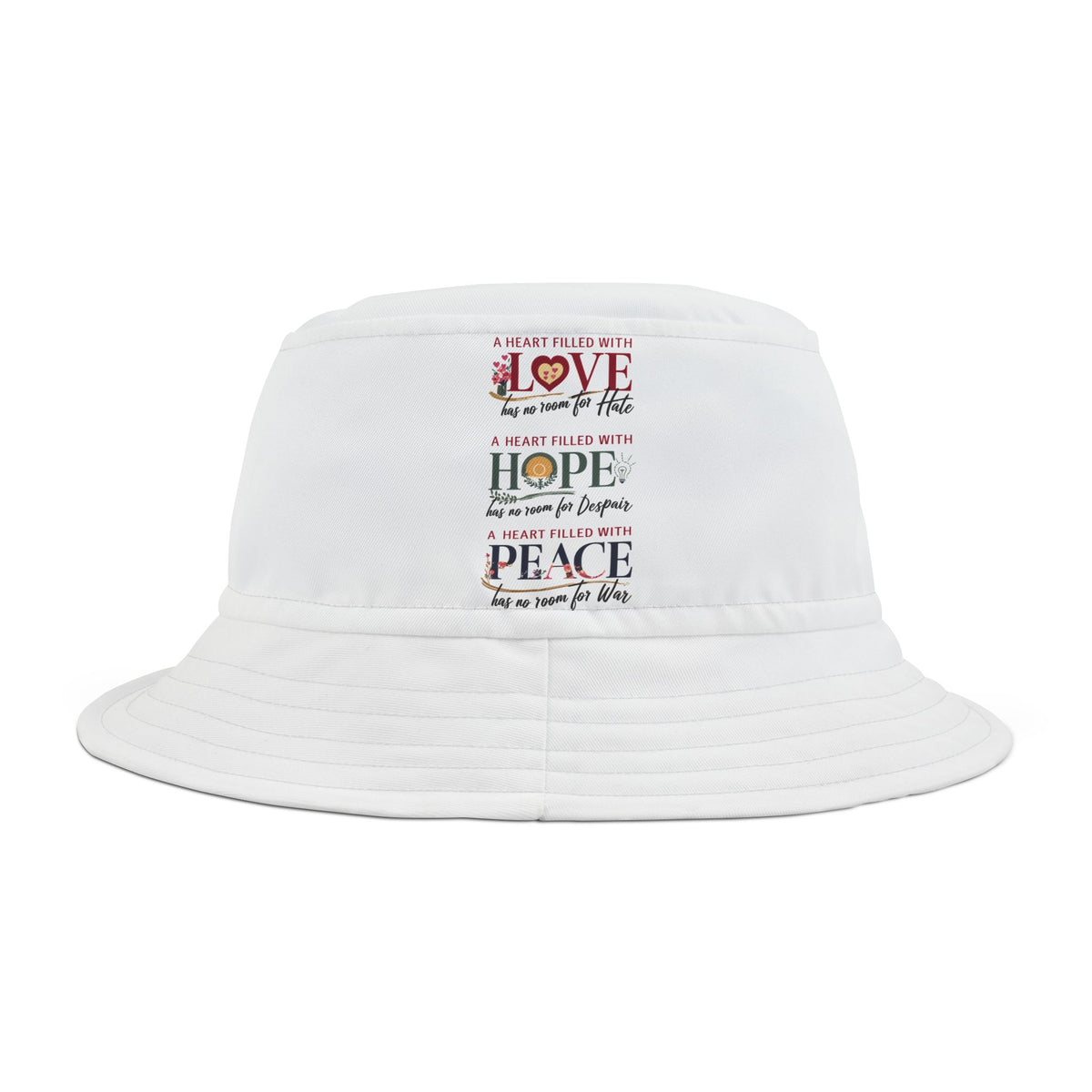 A Heart Filled With Love, Hope, Peace Unisex Bucket Hat