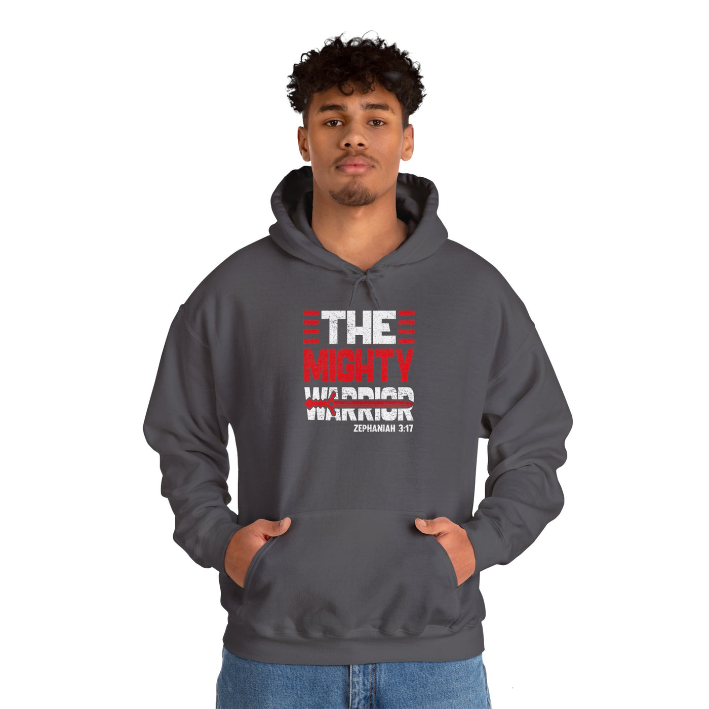 The Mighty Warrior Zephaniah 3:17 Unisex Heavy Blend™ Hooded Sweatshirt