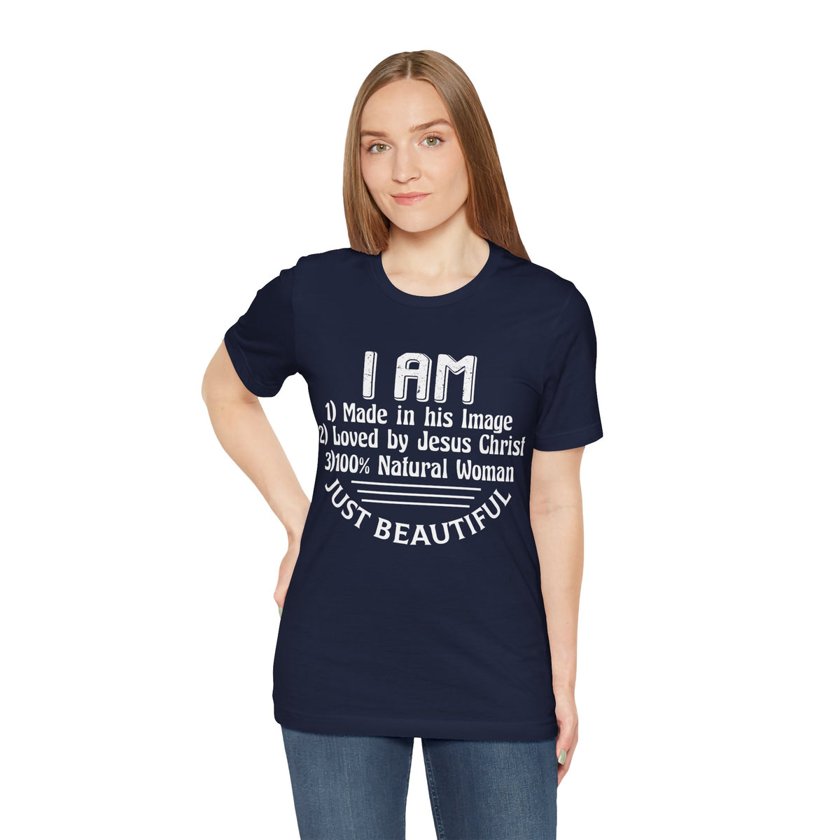 I Am Just Beautiful Women Jersey Short Sleeve Tee, Aesthetic Design