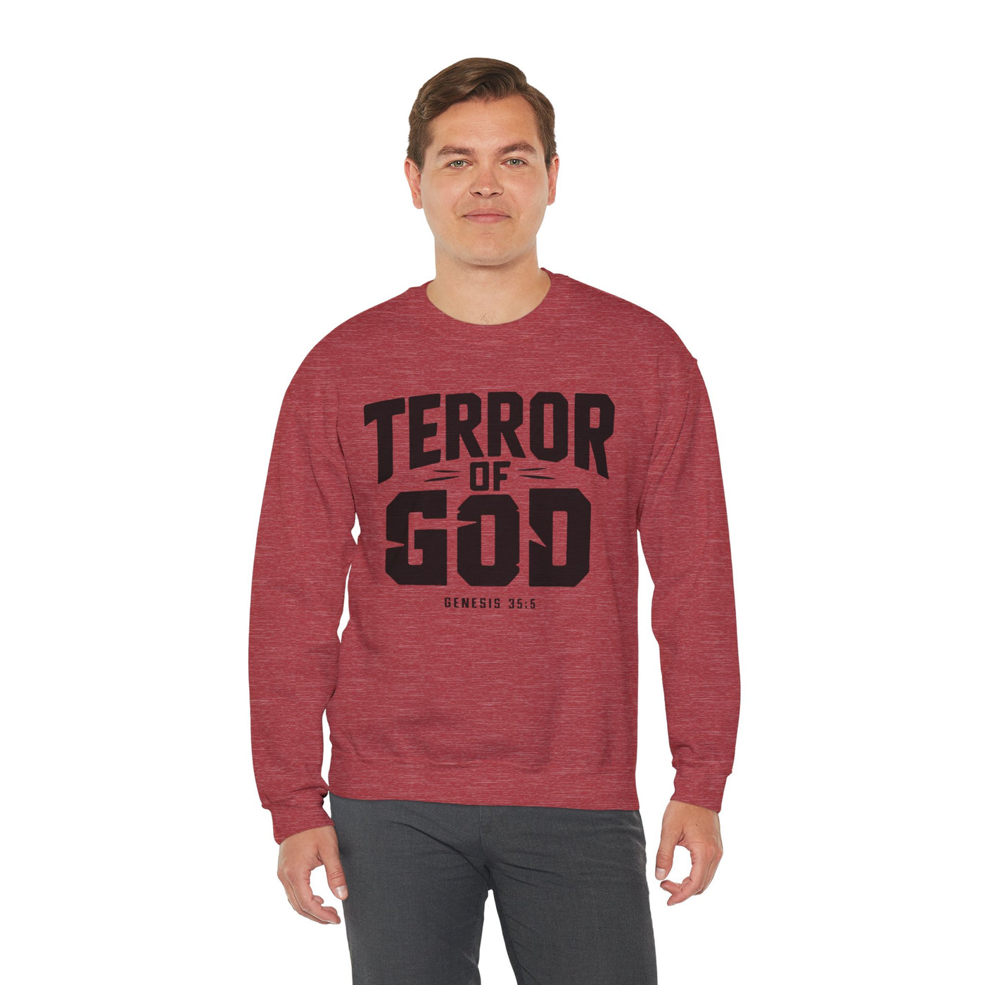 Terror Of God Genesis 35:5 Unisex Heavy Blend™ Crewneck Sweatshirt, Black Design