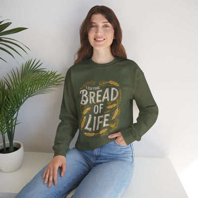 Bread Of Life Unisex Heavy Blend™ Crewneck Sweatshirt, Aesthetic Design