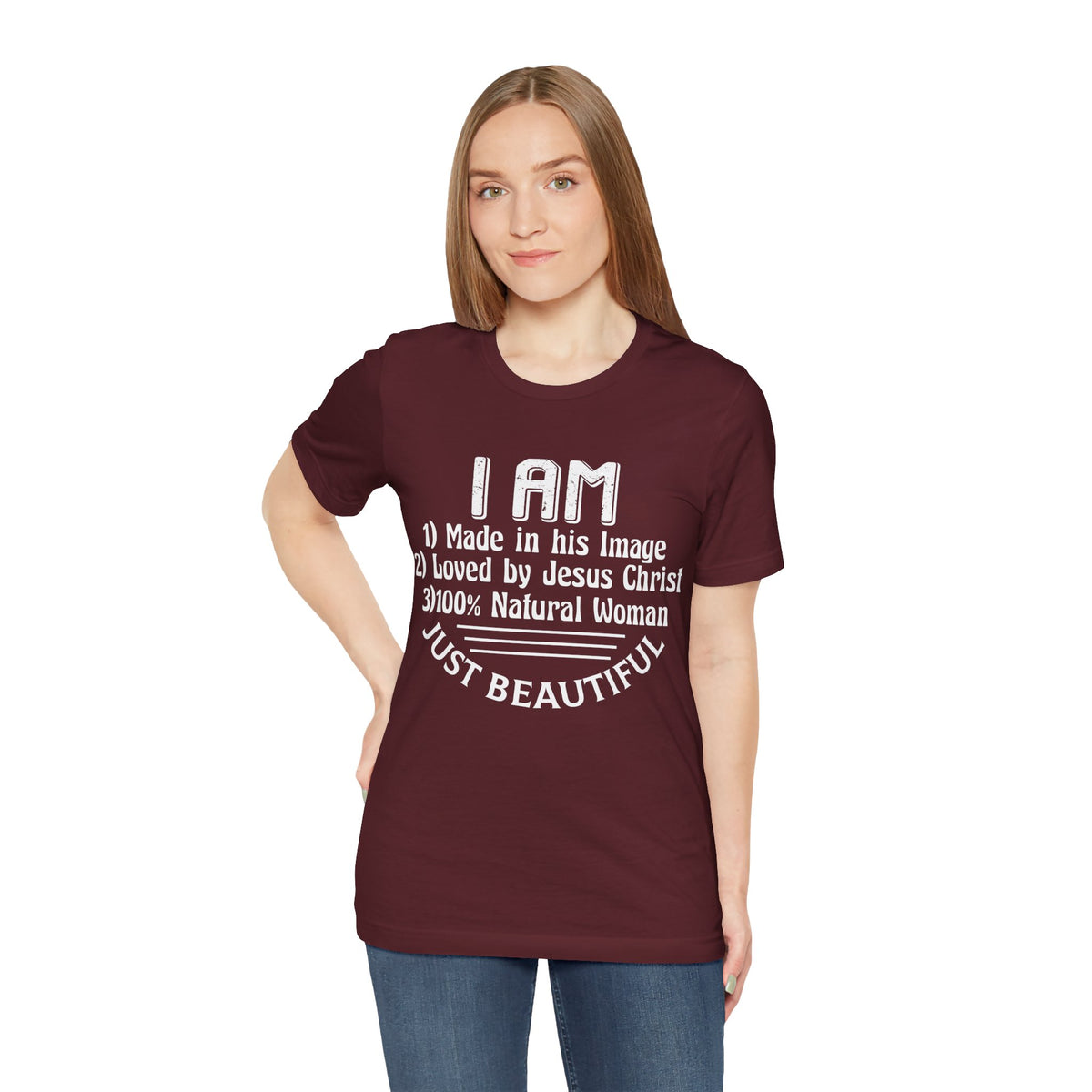 I Am Just Beautiful Women Jersey Short Sleeve Tee, Aesthetic Design