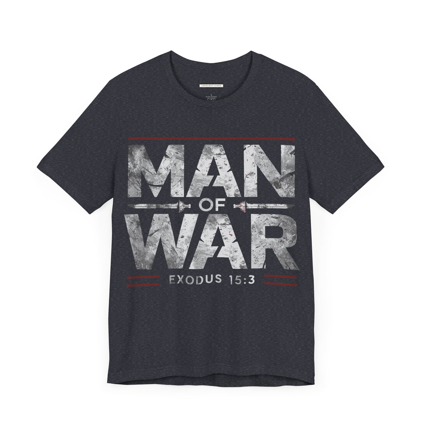 Man Of War Unisex Jersey Short Sleeve Tee, Silver Text Design