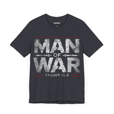 Man Of War Unisex Jersey Short Sleeve Tee, Silver Text Design