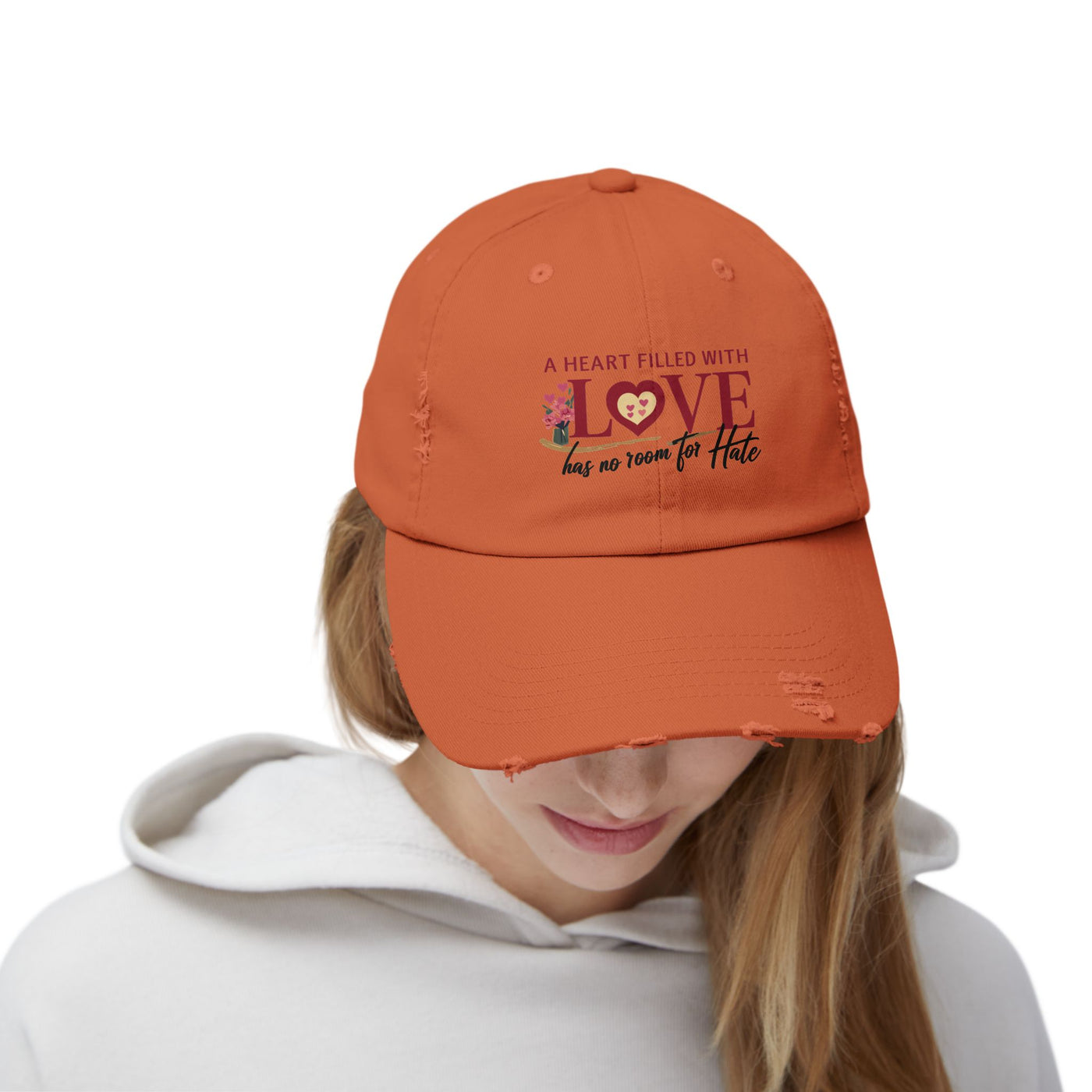 A Heart Filled With Love Unisex Distressed Cap