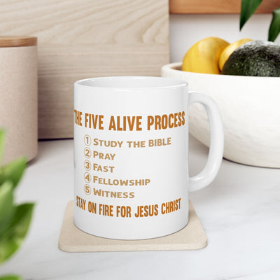 The Five Alive Process Text Based Ceramic Mug, (11oz, 15o z)