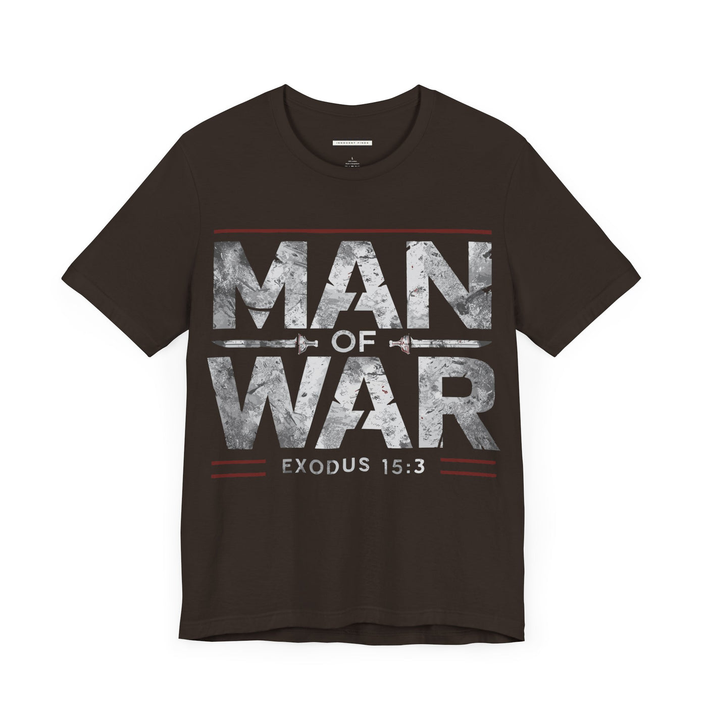 Man Of War Unisex Jersey Short Sleeve Tee, Silver Text Design