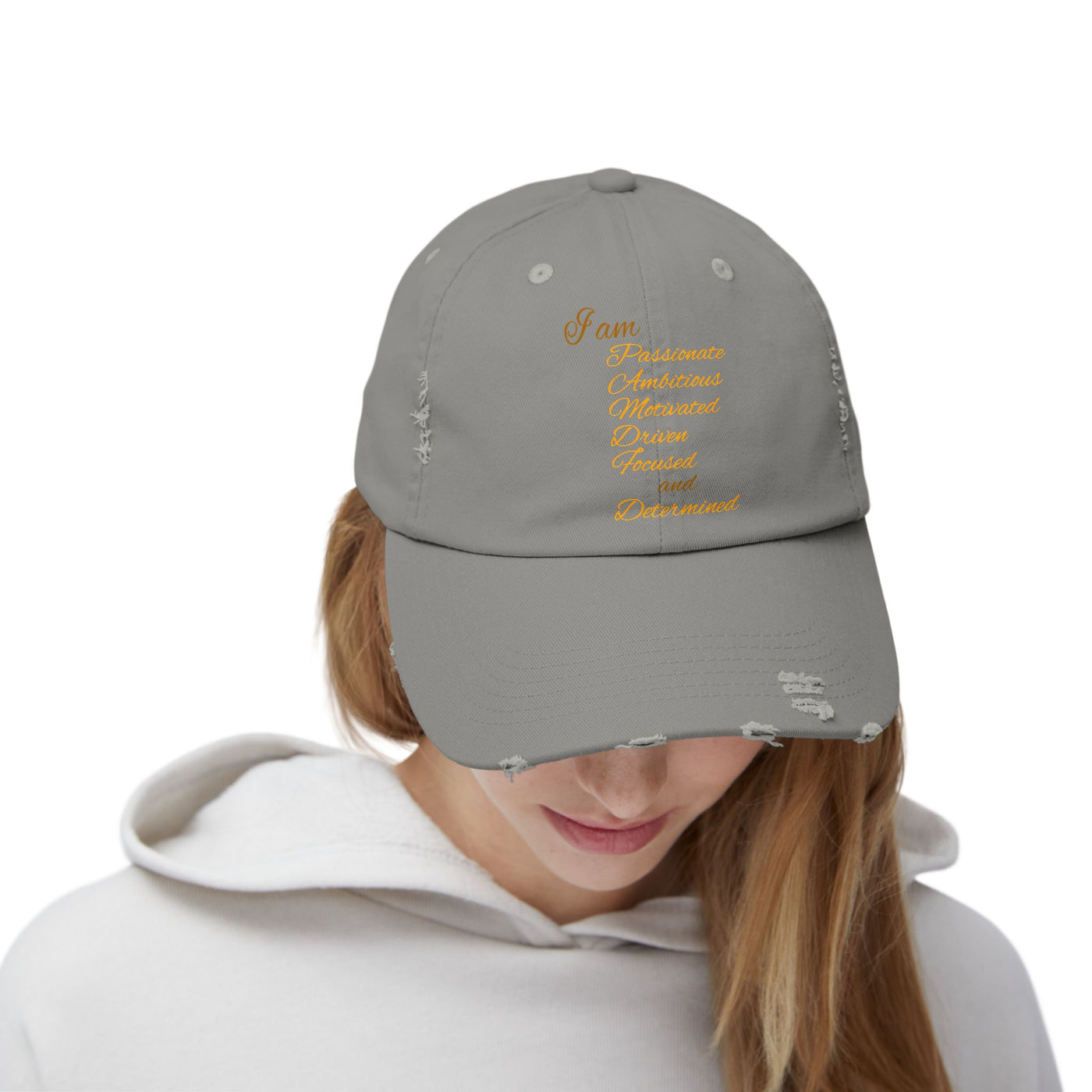 I Am Determined Unisex Distressed Cap