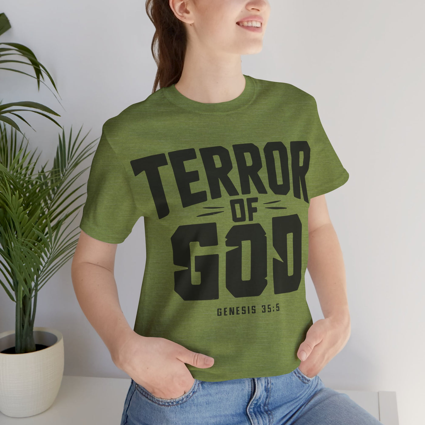 Terror Of God Genesis 35:5 Unisex Jersey Short Sleeve Tee, Black Design