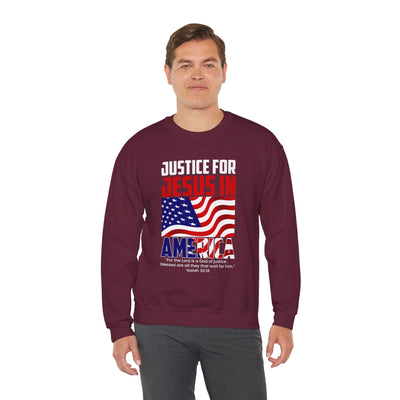 Justice For Jesus In America Unisex Heavy Blend™ Crewneck Sweatshirt, American Flag