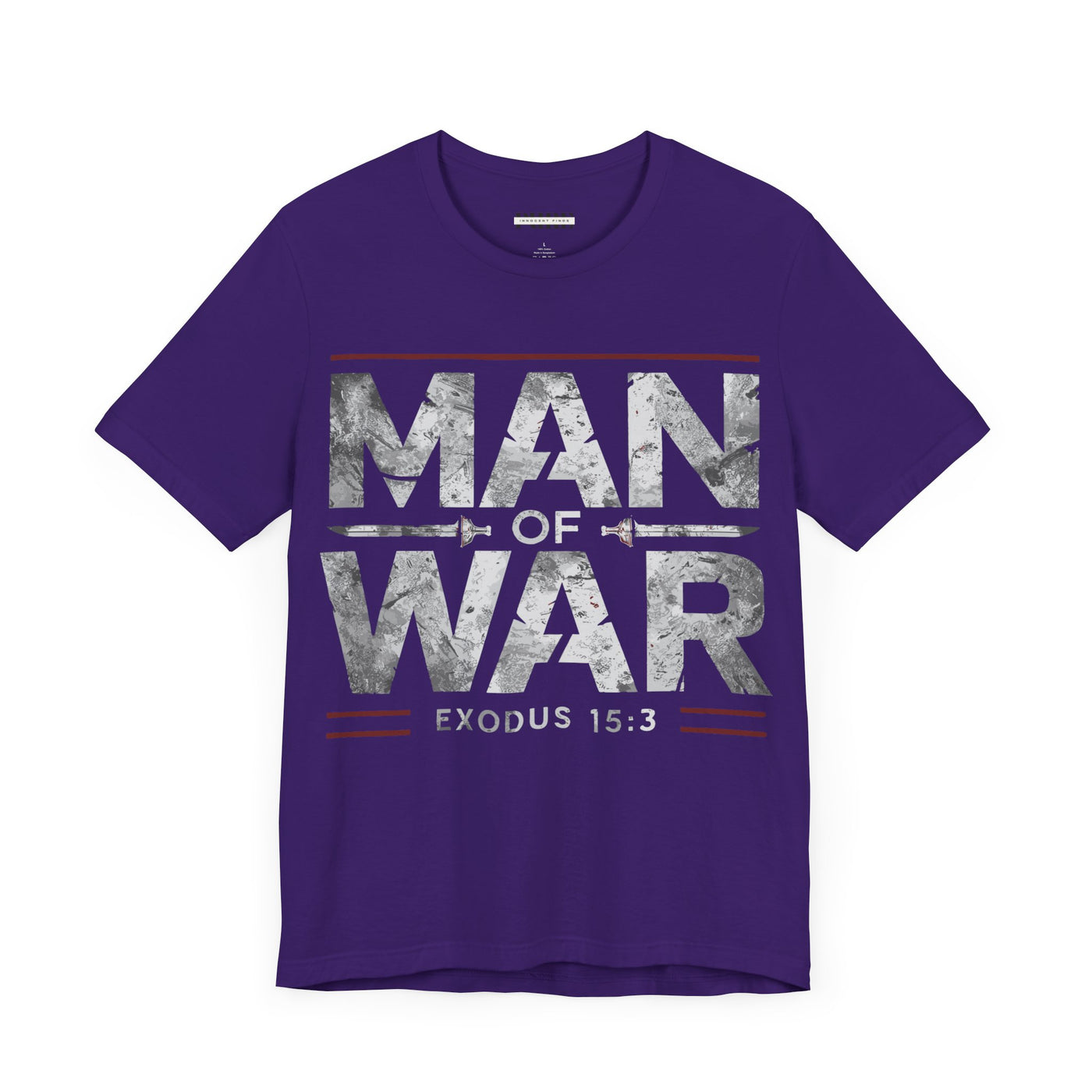 Man Of War Unisex Jersey Short Sleeve Tee, Silver Text Design