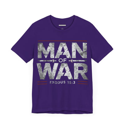 Man Of War Unisex Jersey Short Sleeve Tee, Silver Text Design