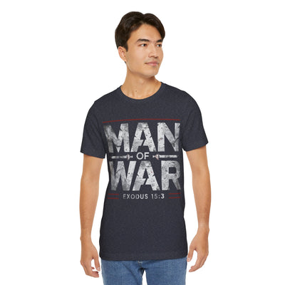 Man Of War Unisex Jersey Short Sleeve Tee, Silver Text Design