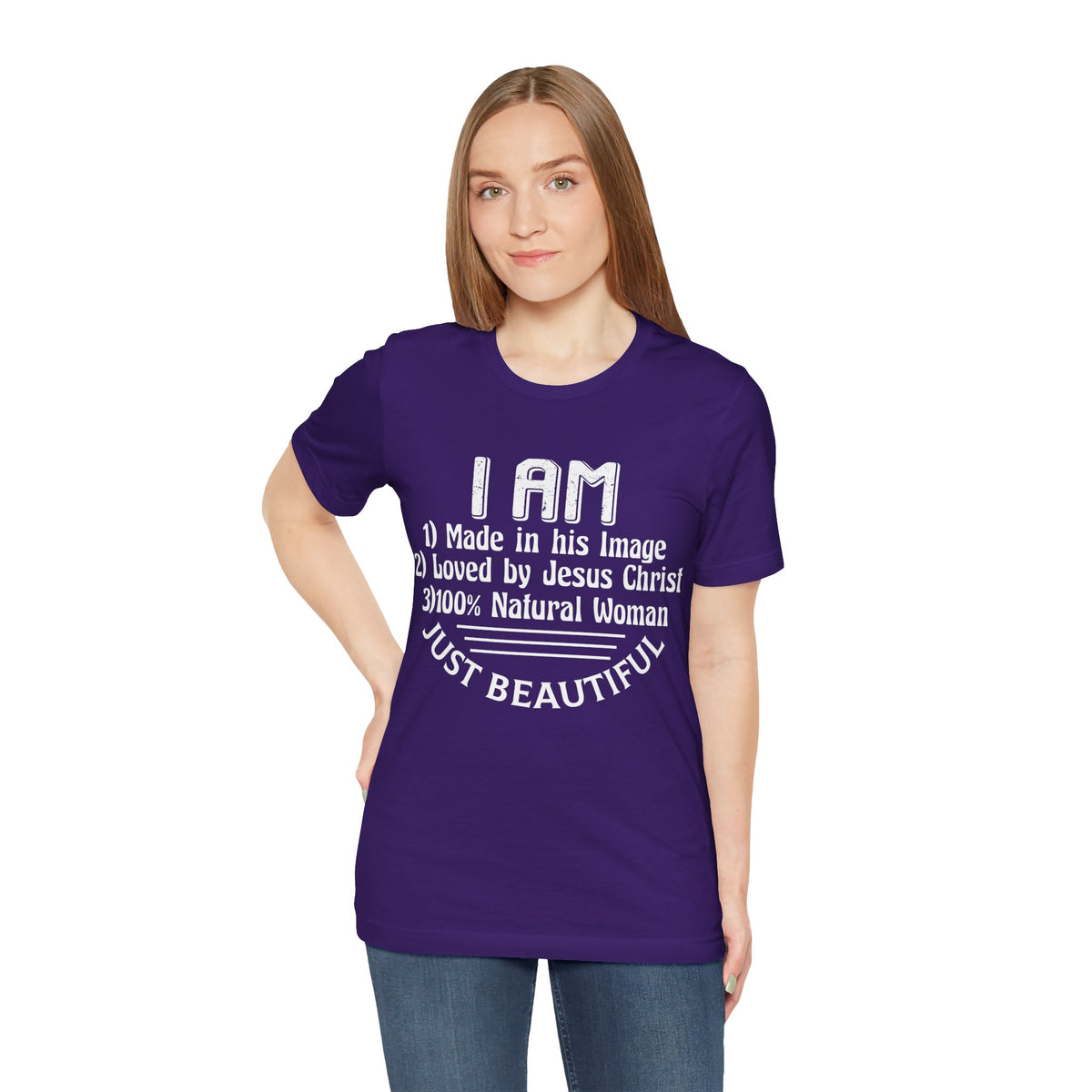I Am Just Beautiful Women Jersey Short Sleeve Tee, Aesthetic Design
