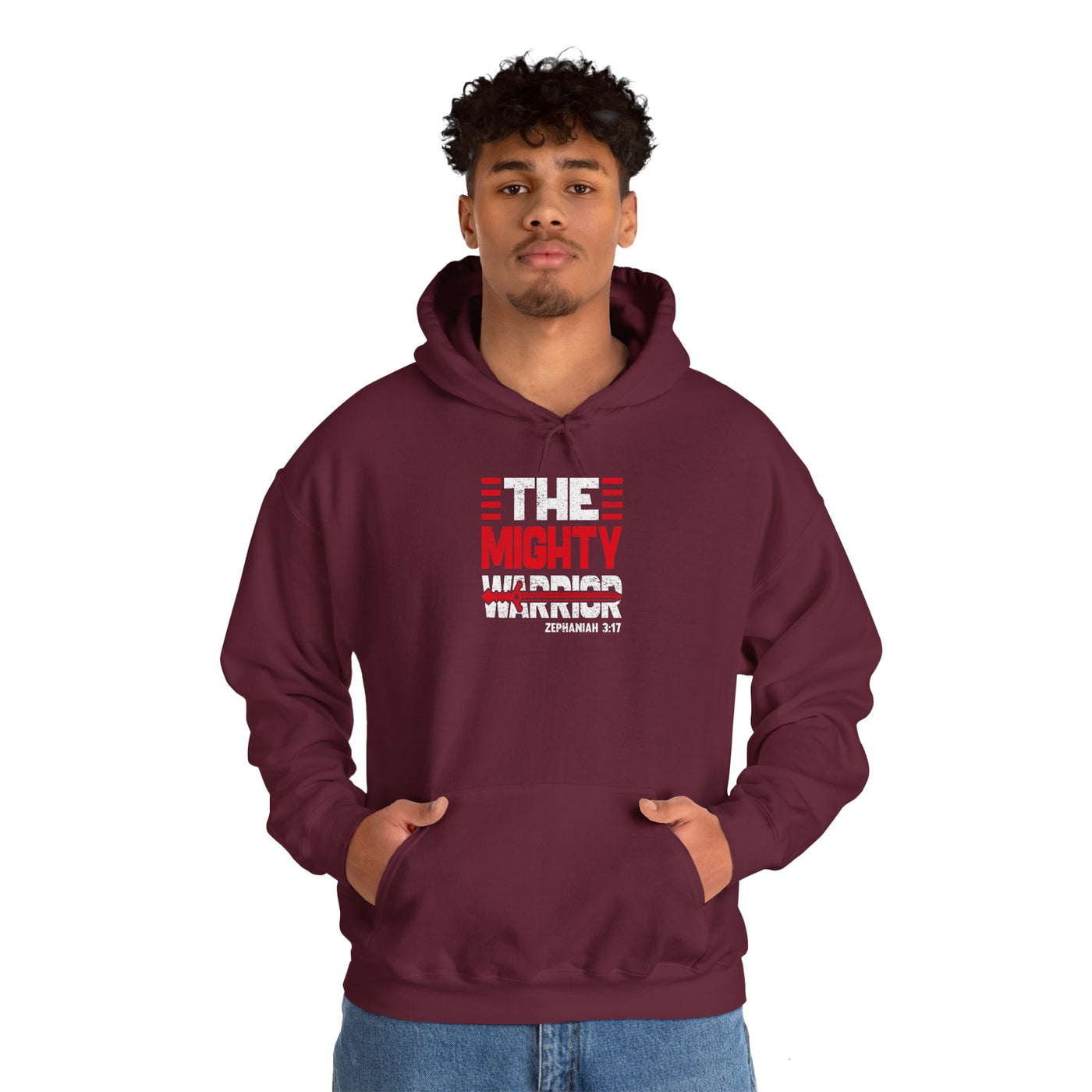 The Mighty Warrior Zephaniah 3:17 Unisex Heavy Blend™ Hooded Sweatshirt