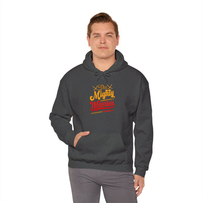 The Mighty Warrior Zephaniah 3:17 Unisex Heavy Blend™ Hooded Sweatshirt, Comic Design