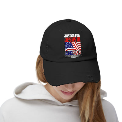 Justice For Jesus In America Unisex Distressed Cap, American Flag Designs