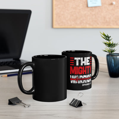 The Mighty Warrior Zephaniah 3:17 Black Mug (11oz, 15oz)