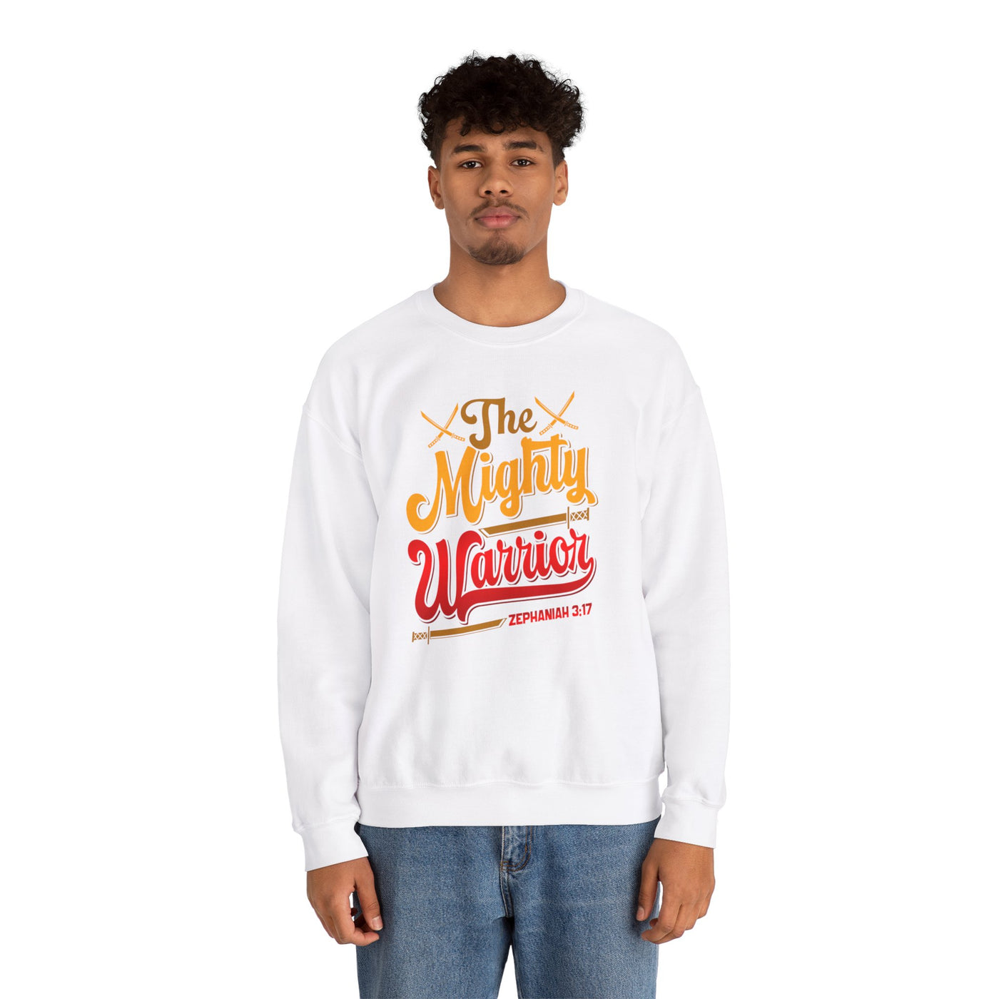 The Mighty Warrior Zephaniah 3:17 Unisex Heavy Blend™ Crewneck Sweatshirt