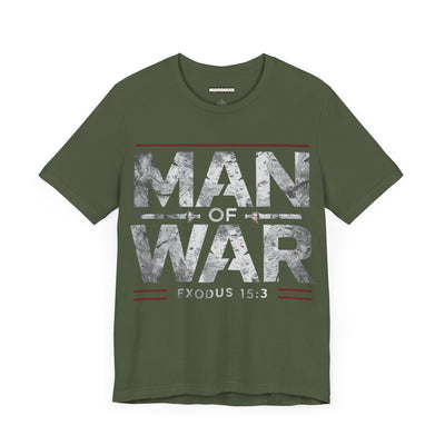 Man Of War Unisex Jersey Short Sleeve Tee, Silver Text Design