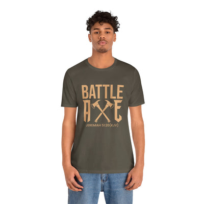 Battle Axe Unisex Jersey Short Sleeve Tee, Golden Design