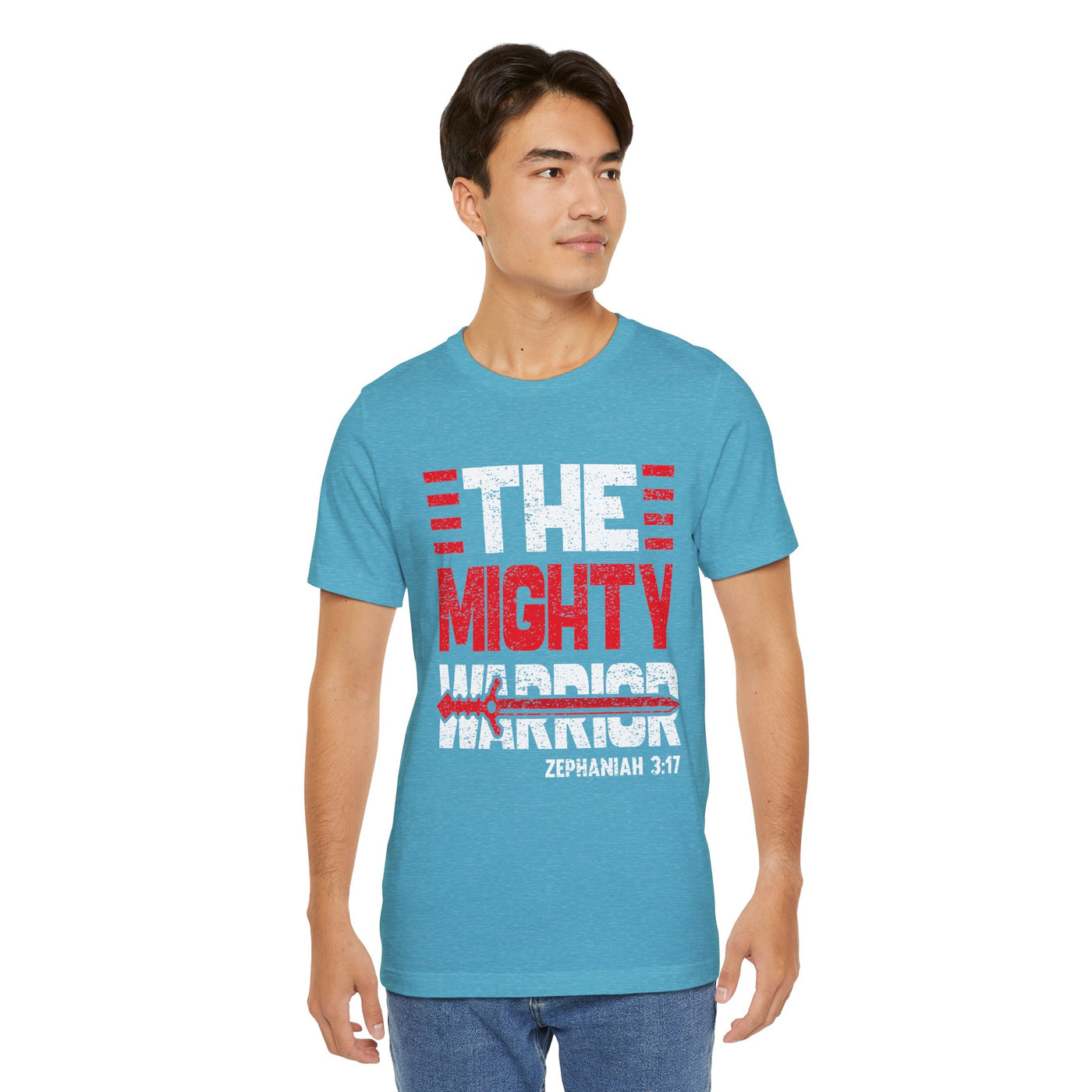 The Mighty Warrior Zephaniah 3:17 Unisex Jersey Short Sleeve Tee
