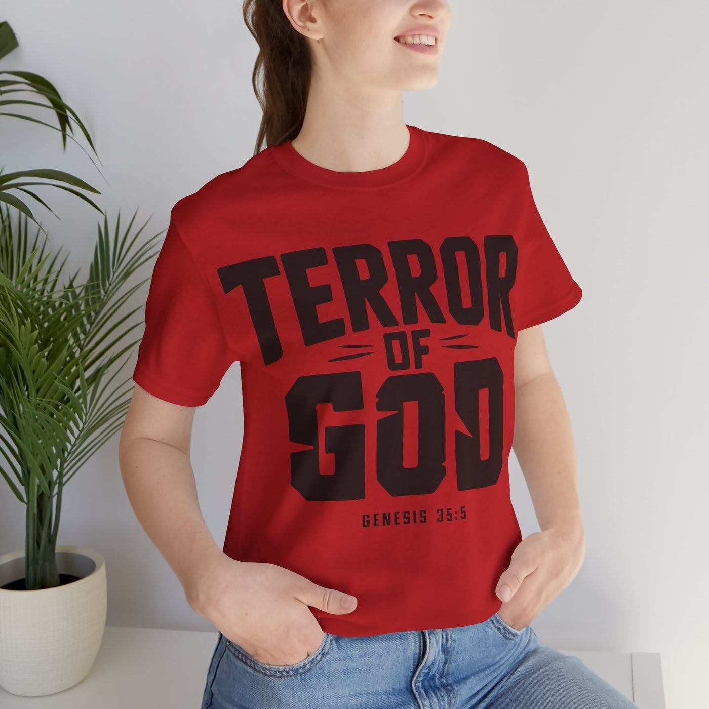 Terror Of God Genesis 35:5 Unisex Jersey Short Sleeve Tee, Black Design