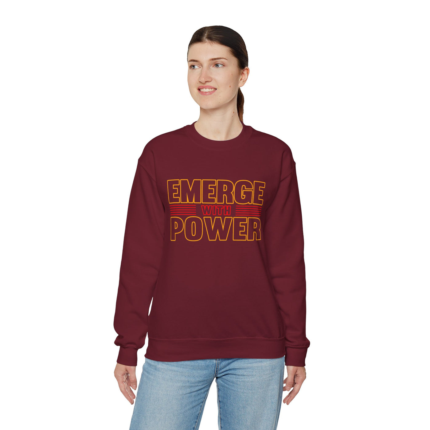 Emerge With Power Unisex Heavy Blend™ Crewneck Sweatshirt, Block Design