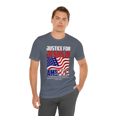 Justice For Jesus In America Unisex Jersey Short Sleeve Tee, American Flag Designs