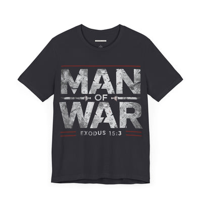 Man Of War Unisex Jersey Short Sleeve Tee, Silver Text Design