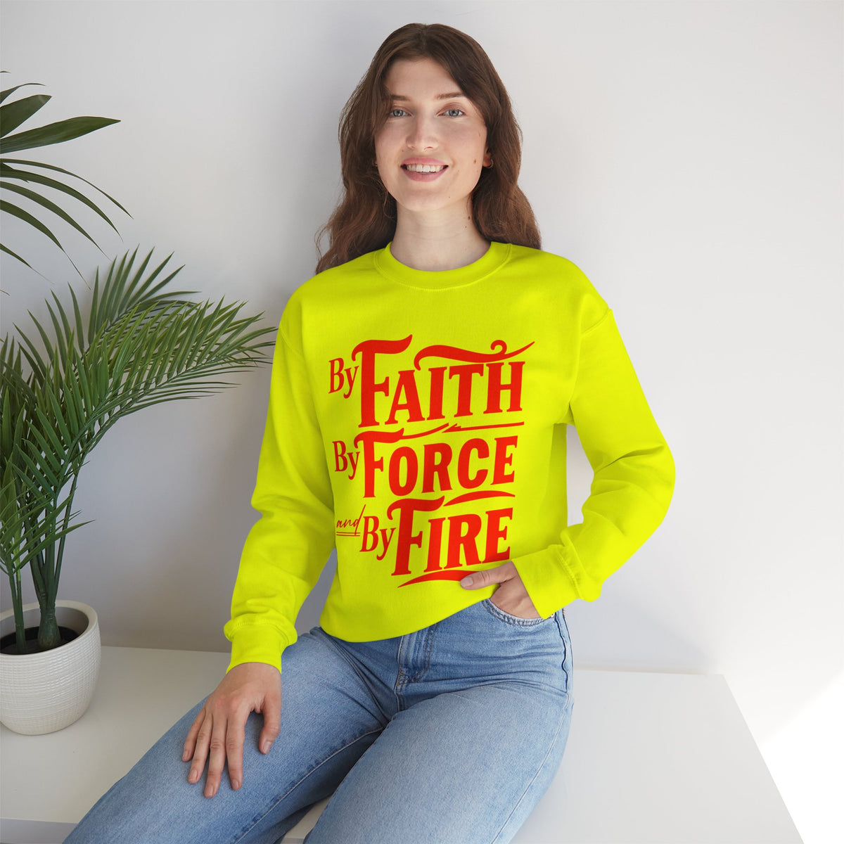 By Faith By Force By Fire Unisex Heavy Blend™ Crewneck Sweatshirt
