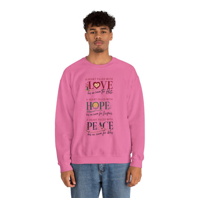 A Heart Filled with Love, Hope, Peace Unisex Heavy Blend™ Crewneck Sweatshirt
