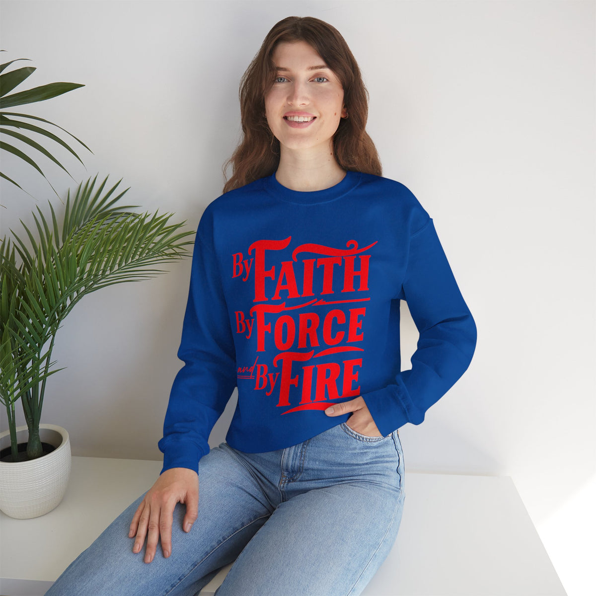 By Faith By Force By Fire Unisex Heavy Blend™ Crewneck Sweatshirt