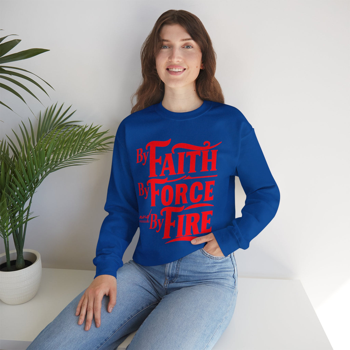 By Faith By Force By Fire Unisex Heavy Blend™ Crewneck Sweatshirt