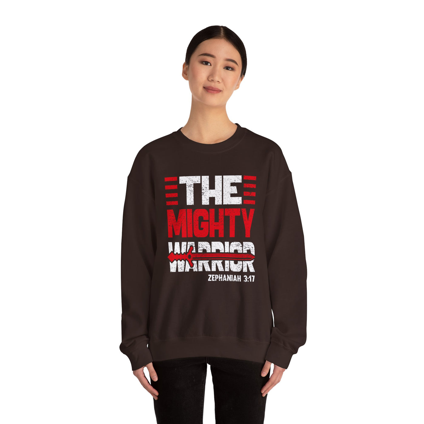 The Mighty Warrior Zephaniah 3:17 Unisex Heavy Blend™ Crewneck Sweatshirt