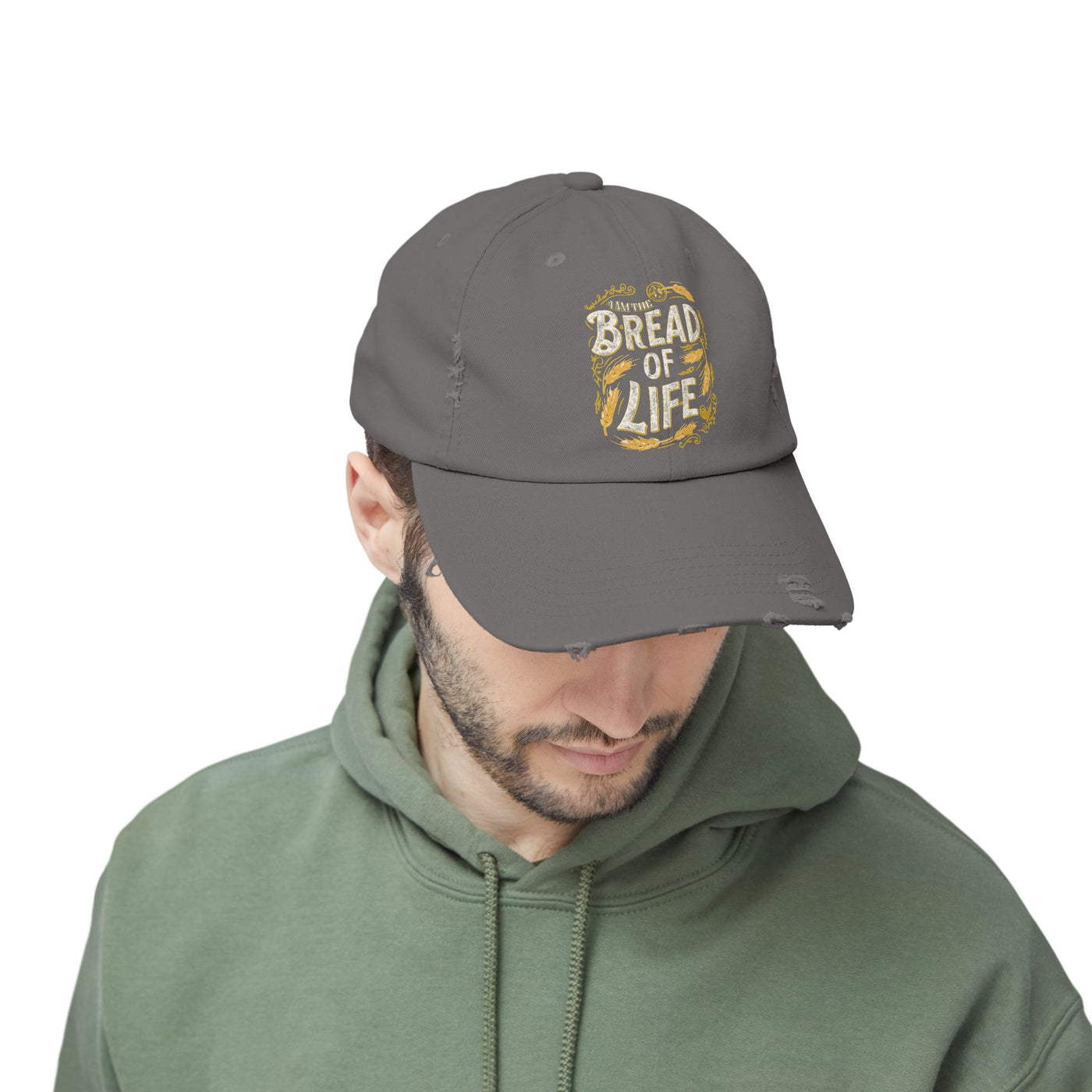 Bread Of Life Unisex Distressed Cap, Aesthetic Design