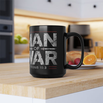 Man Of War Black Mug (11oz, 15oz), Silver Text