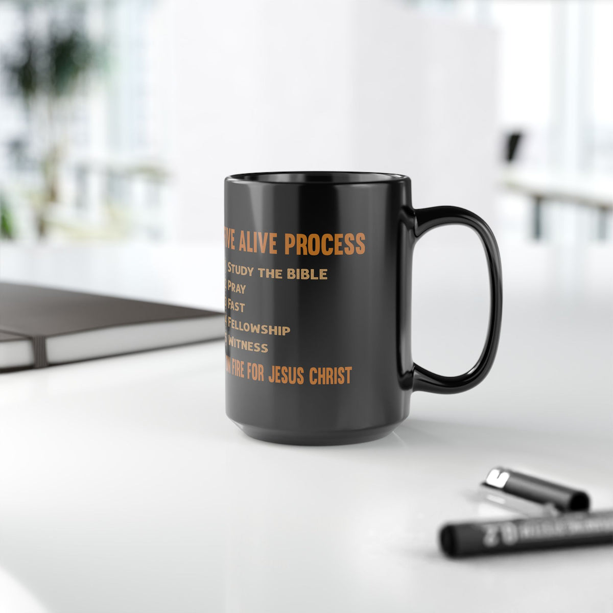 The Five Alive Process Text Based Black Mug (11oz, 15oz)