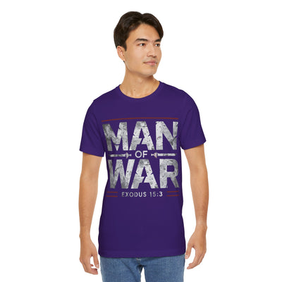 Man Of War Unisex Jersey Short Sleeve Tee, Silver Text Design