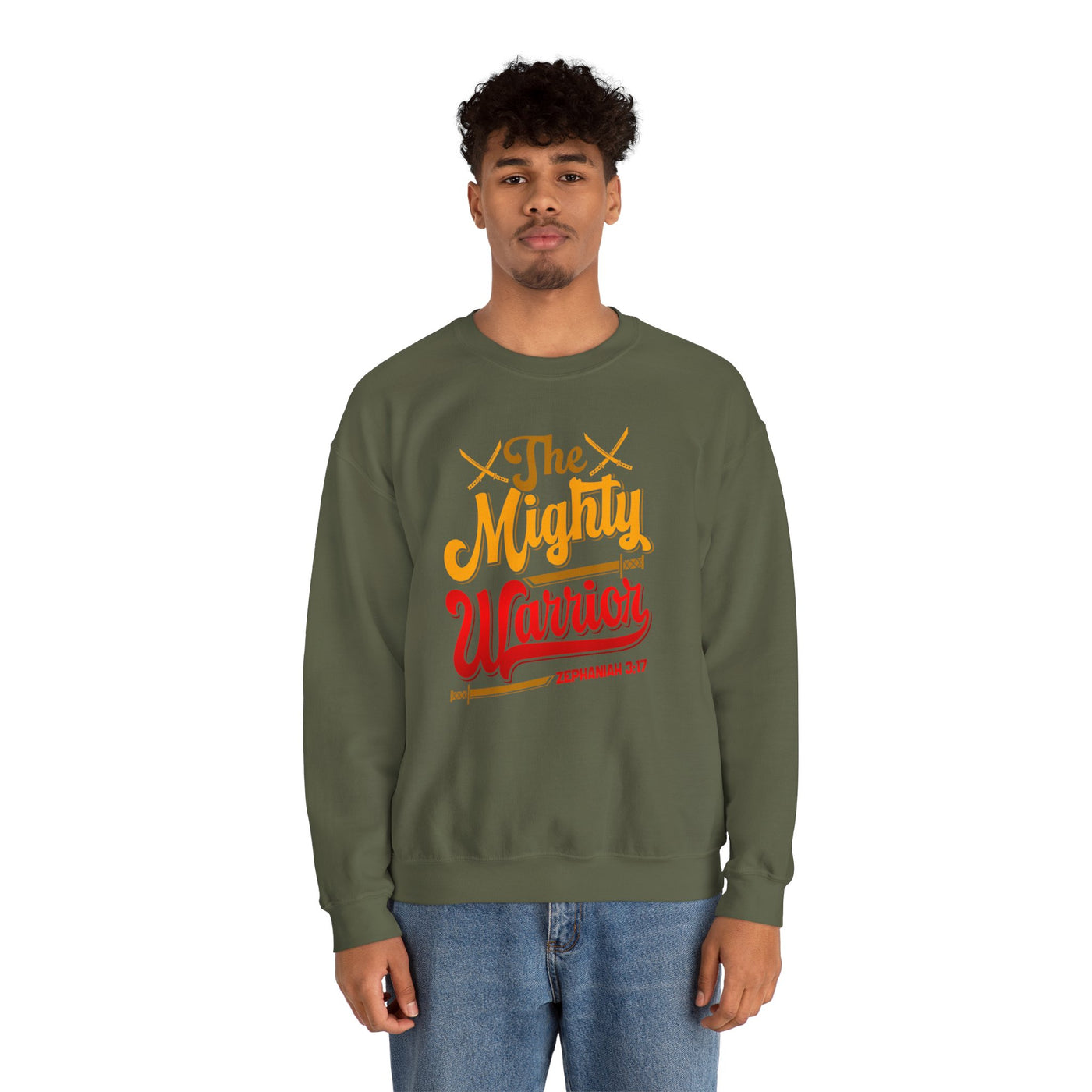 The Mighty Warrior Zephaniah 3:17 Unisex Heavy Blend™ Crewneck Sweatshirt