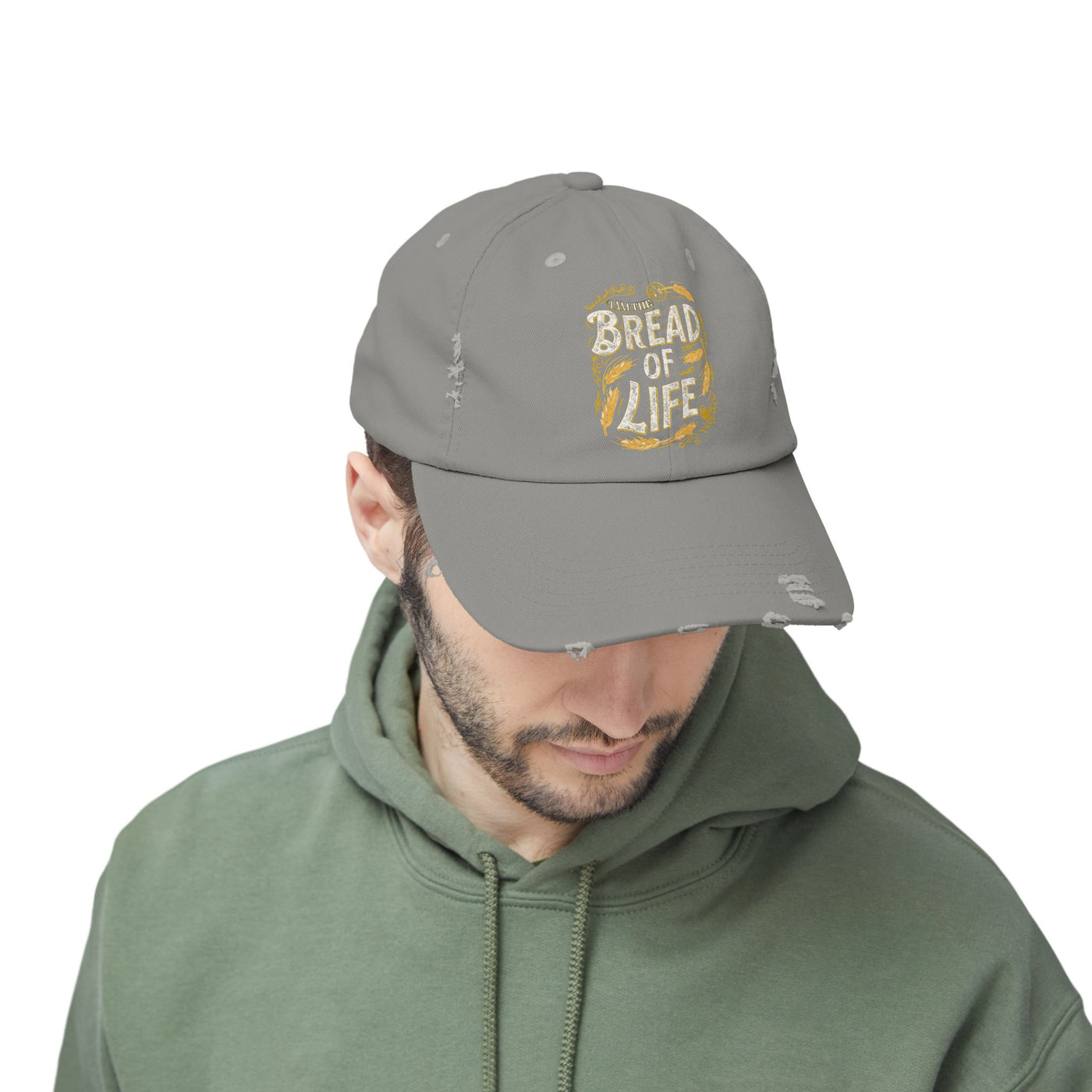 Bread Of Life Unisex Distressed Cap, Aesthetic Design