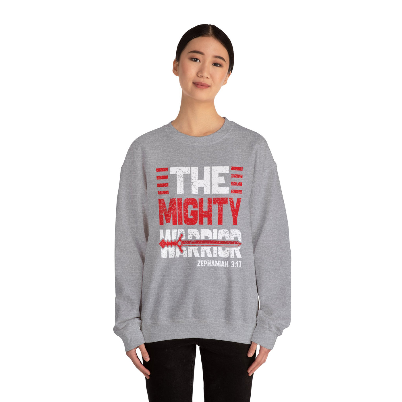 The Mighty Warrior Zephaniah 3:17 Unisex Heavy Blend™ Crewneck Sweatshirt