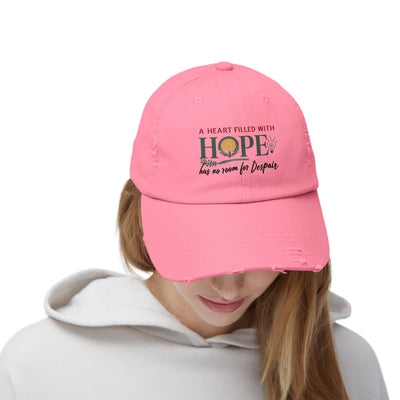A Heart Filled With Hope Unisex Distressed Cap