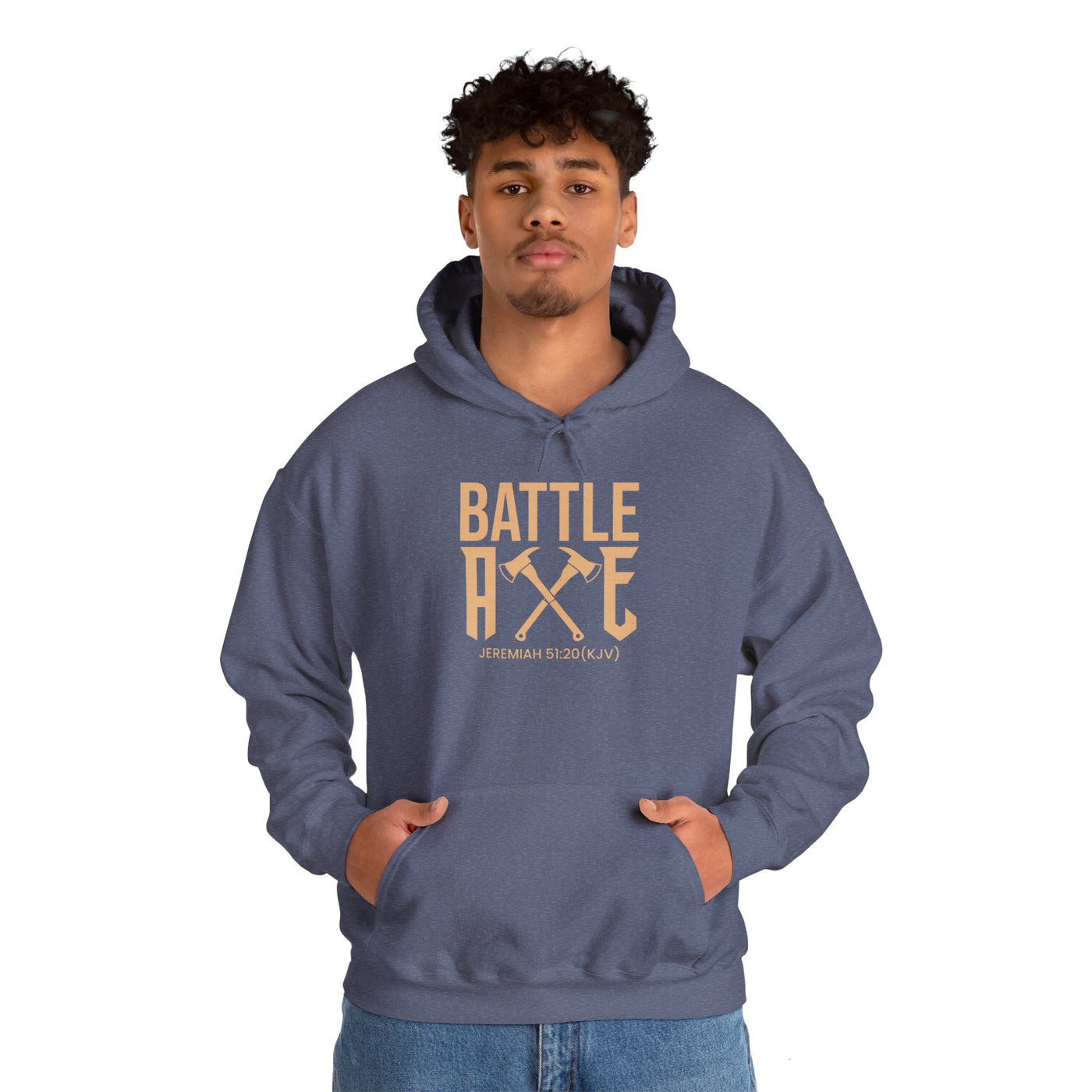 Battle Axe Unisex Heavy Blend™ Hooded Sweatshirt, Golden Design