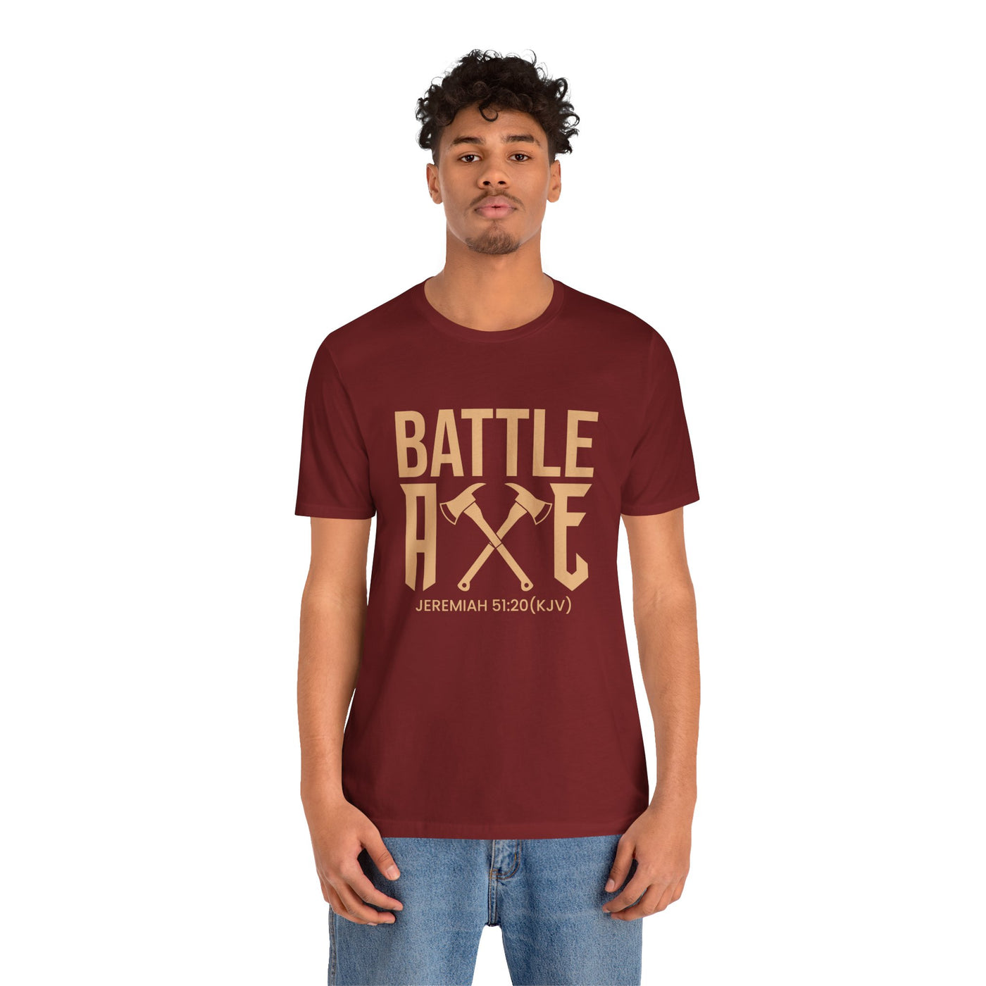 Battle Axe Unisex Jersey Short Sleeve Tee, Golden Design