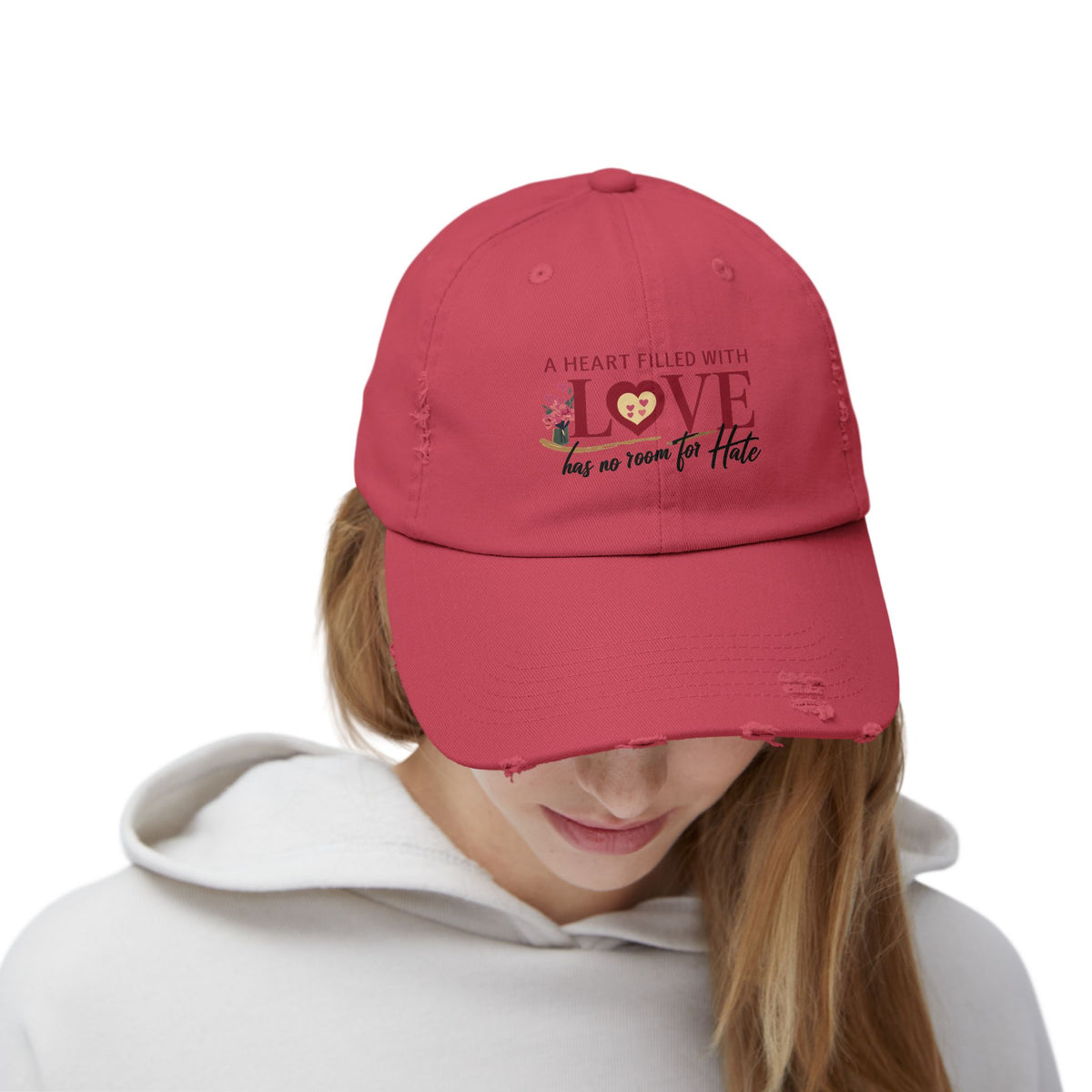 A Heart Filled With Love Unisex Distressed Cap