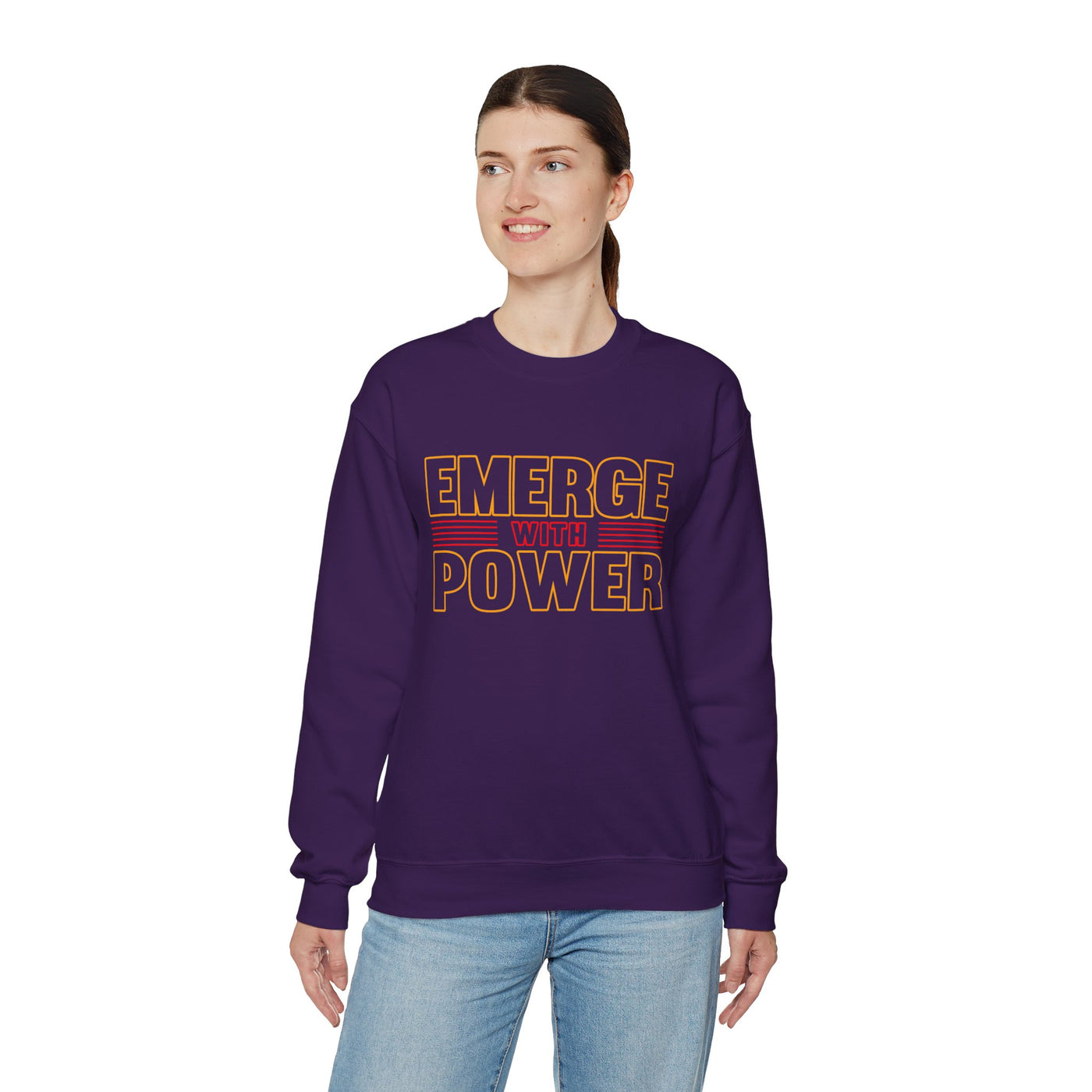 Emerge With Power Unisex Heavy Blend™ Crewneck Sweatshirt, Block Design