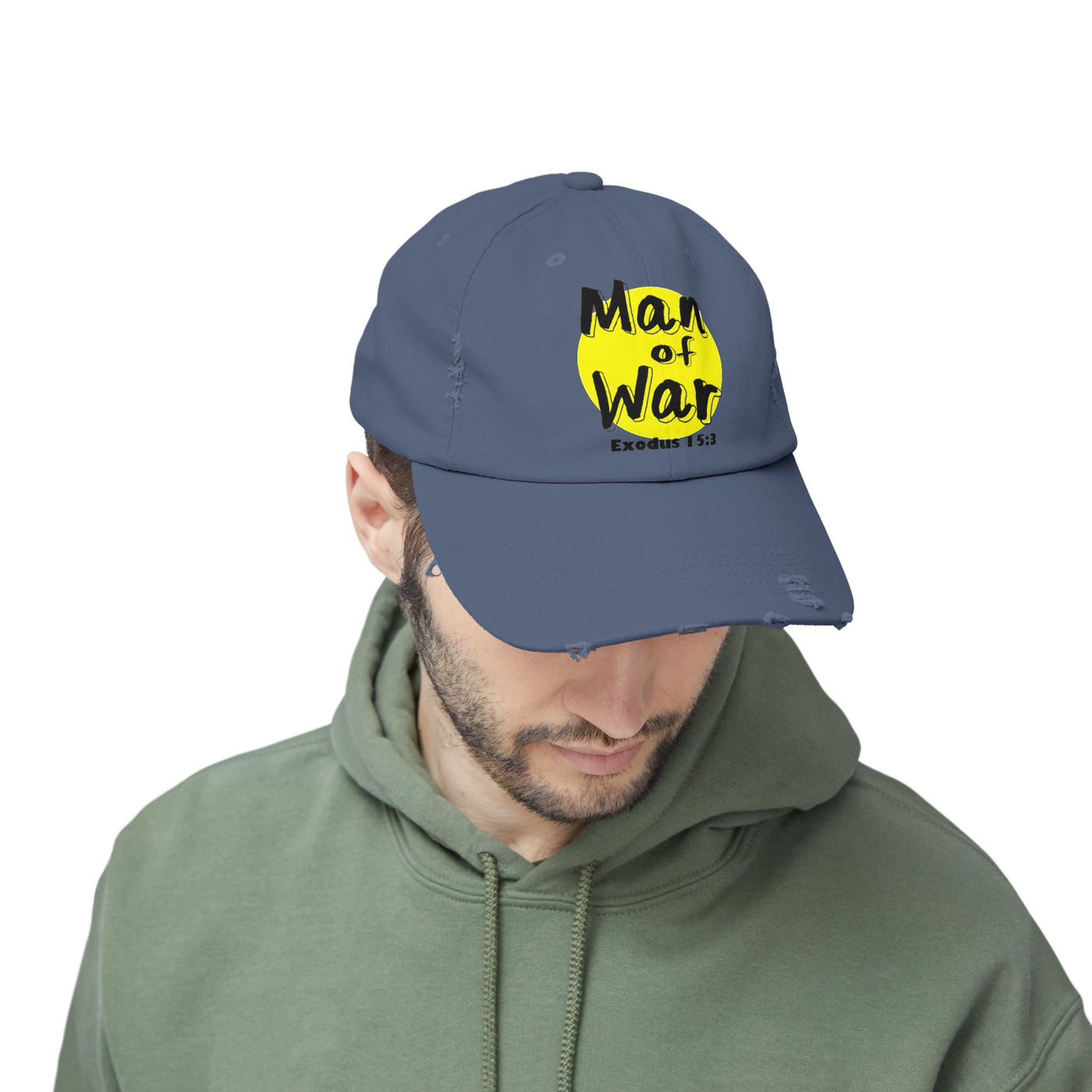 Man Of War Unisex Distressed Cap, Graphic Designed Wears