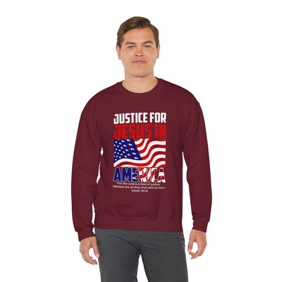 Justice For Jesus In America Unisex Heavy Blend™ Crewneck Sweatshirt, American Flag