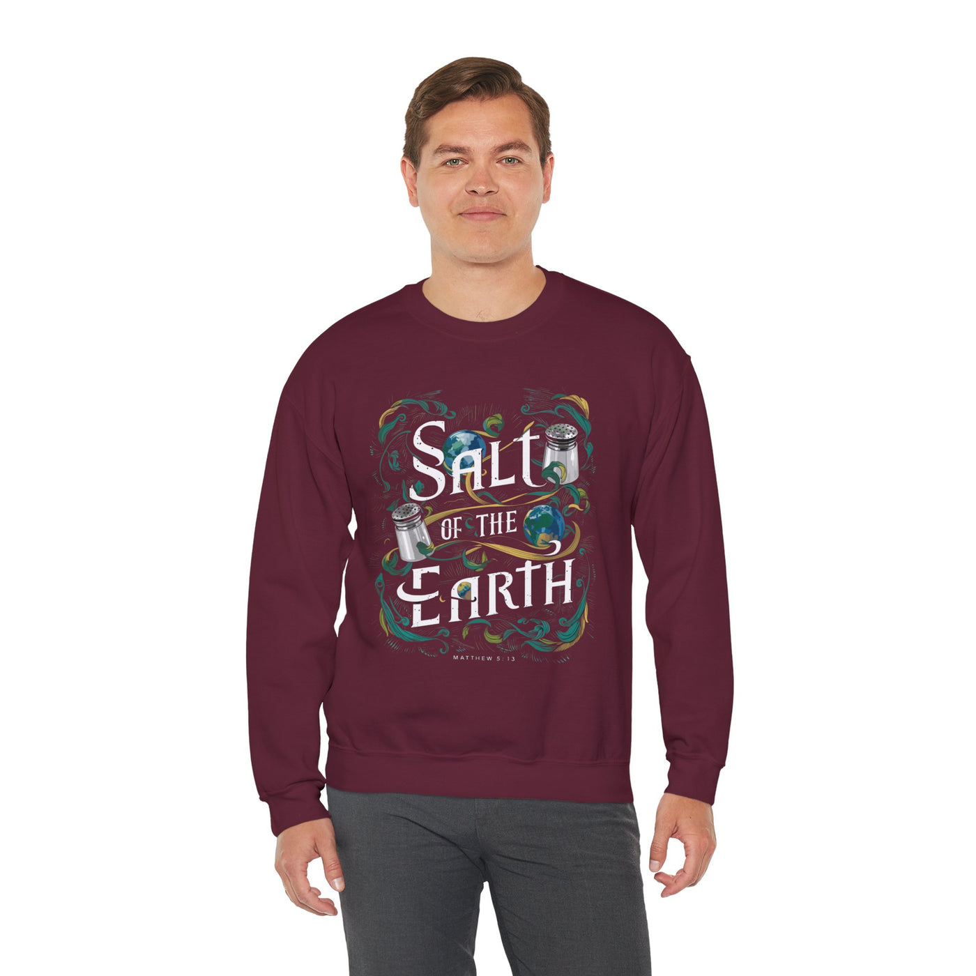 Salt Of The Earth Matthew 5:13 Unisex Heavy Blend™ Crewneck Sweatshirt, Abstract Design